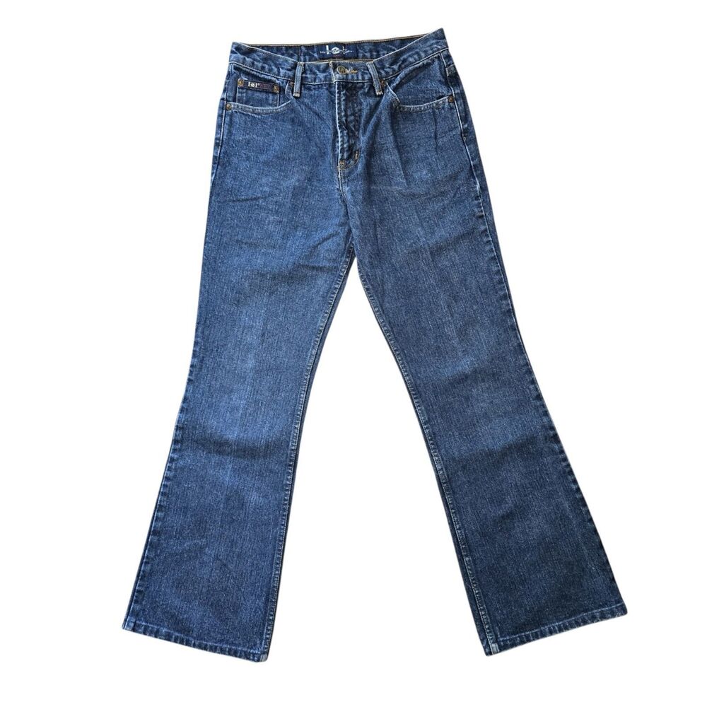 VTG l.e.i. Womens High Rise Flare Jeans Size 9 28x29.5 Mid Wash Cotton Denim Y2K